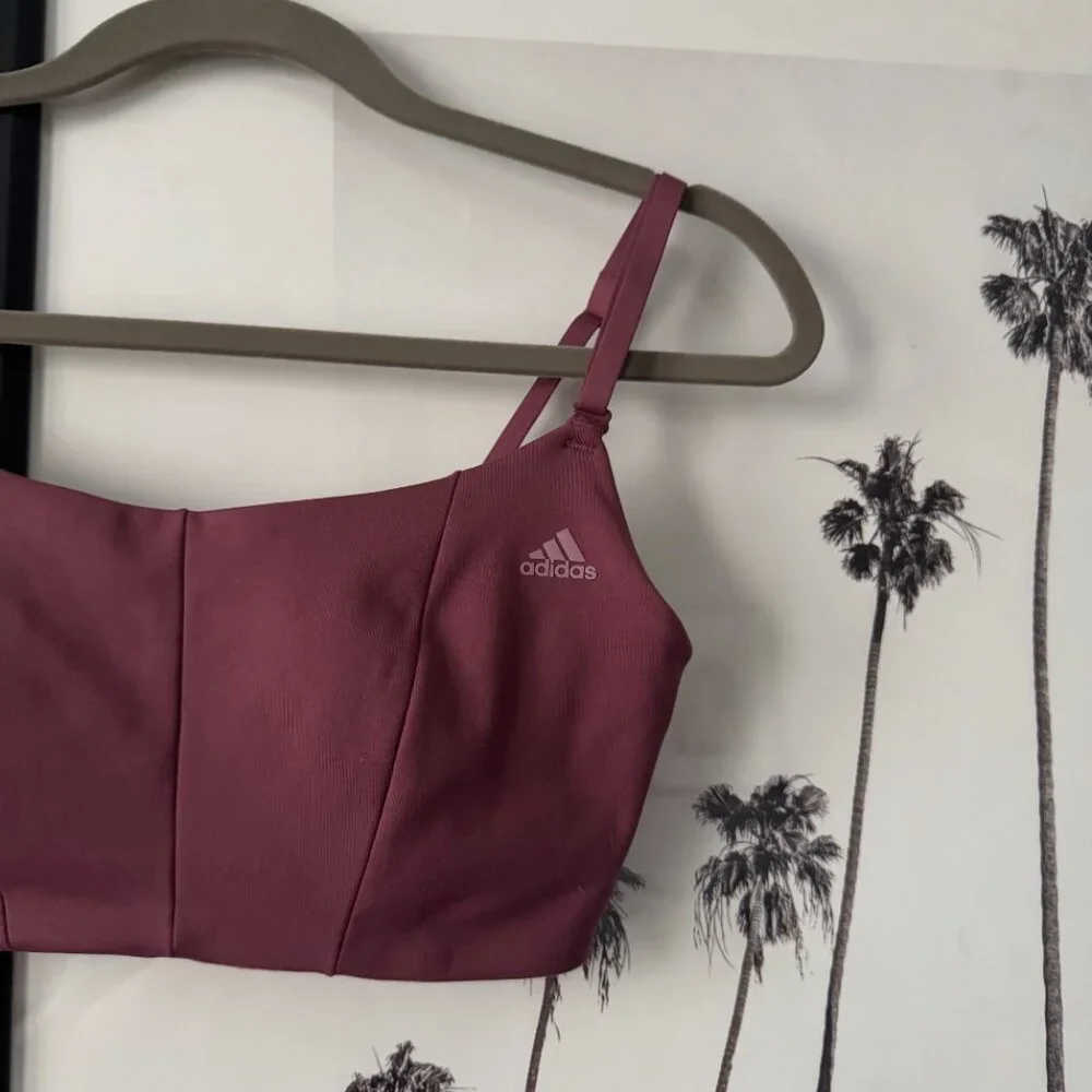 adidas | NWOT Yoga Studio Light-Support Bra in Burgundy Size Medium - Picture 5 of 9